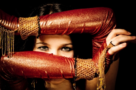 Oriental Dancer - women, costume, dancer, face, arms