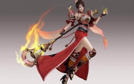 Sorceress - red, fantasy, game, sorceress, girl, asian, woman