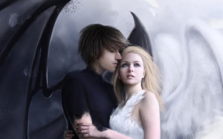 angel s couple - art, couple, fantasy, angel