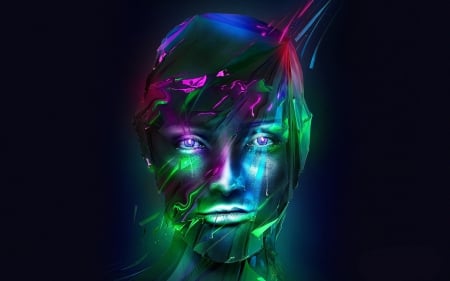 Digital Face - neon, digital, photo, eyes