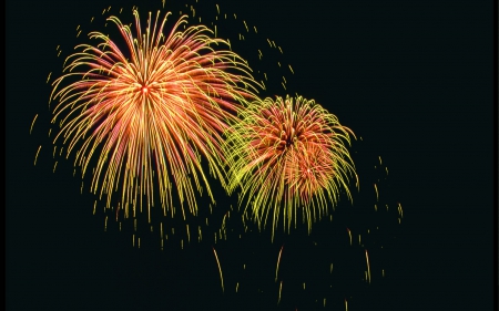 Fireworks - fireworks, abstract, black, colorful