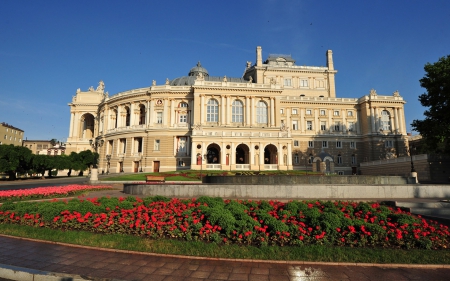 Beautiful Building - beautiful building, architecture, flowers, trees