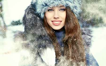 winter girl - cute, beauty, smile, charming