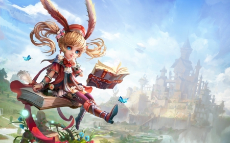 Cute girl - book, fantasy, cute, game, girl