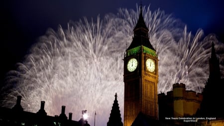 Fireworks over London - clock, fireworks, london, big ben