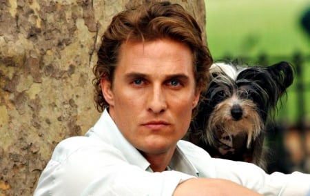 Matthew McConaughey - matthew mcconaughey, animal, cute, puppy, actor, man, dog