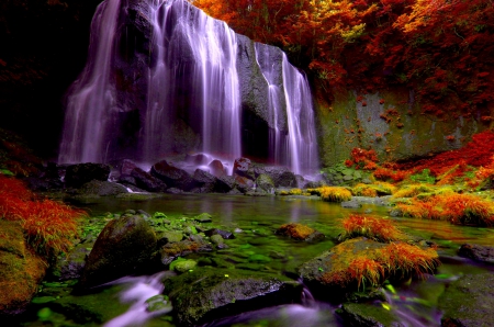 AUTUMN WATERFALLS - waterfalls, forest, nature, autumn