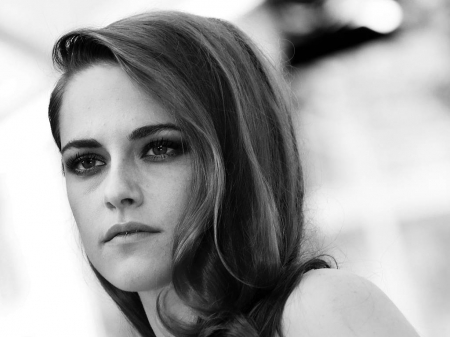 Kristen Stewart - Kristen, Stewart, beautiful, Kristen Stewart, actress, model, face, 2014, wallpaper, black white