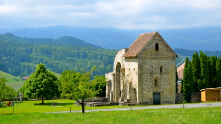 Beautiful House in the Forest Mountains - architecture, mountains, houses, trees