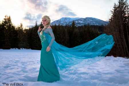 Frozen Queen - winter, lady, model, blue