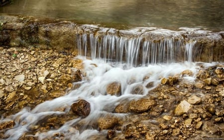 Waterfall - stone, photography, stream, water, wallpaper, waterfall, rocks, nature, hd, abstract, forest, river