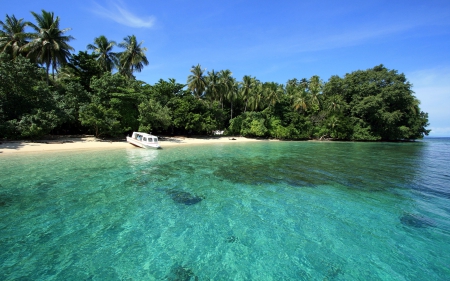 Boat on Tropical Beach - nature, oceans, beaches, boats