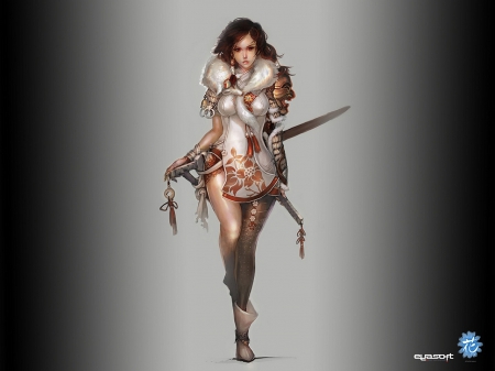 fantasy girl - war, sword, girl, beauty