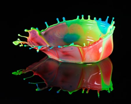 Colorful Splash - water, reflection, splash, colorful