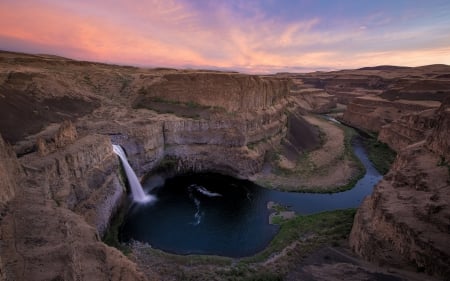 Canyon Waterfall - nature, sky, waterfalls, canyons