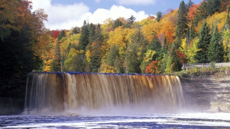 Autumn Waterfall - nature, water, waterfalls, autumn