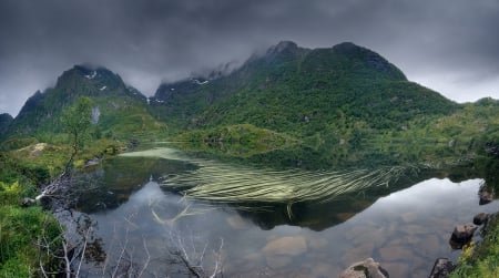 Clouds - mountains, lake, trees, clouds