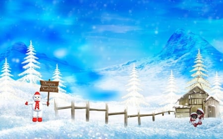 christmas - christmas, sign, elves, snowman