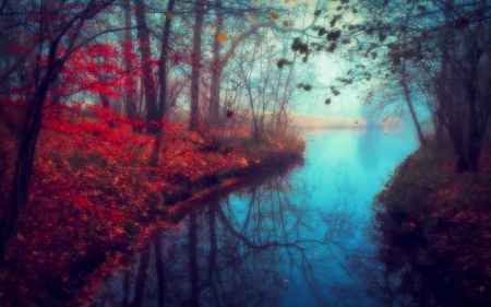 Misty Autumn River - nature, water, rivers, autumn