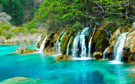 Waterfalls - clear, plants, waterfalls, nature