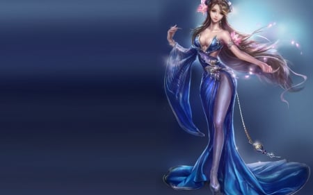 Fantasy girl - game, fantasy, blue, woman, girl, beauty, pink