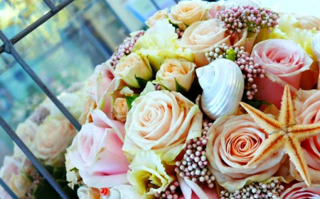 Bouquet - bouquet, flowers, roses, petals