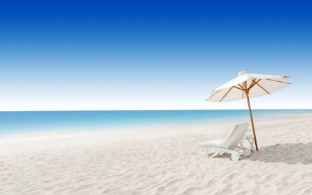 White Sands - beach, nature, umbrella, chair