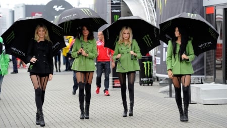 Monster Energy Umbrella Girls - sports, racing, paddock, grid, beauties, motorcycle