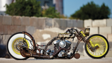 Rat Rod Harley - Harley, motorcycle, fast, hot rod, minimum, bare