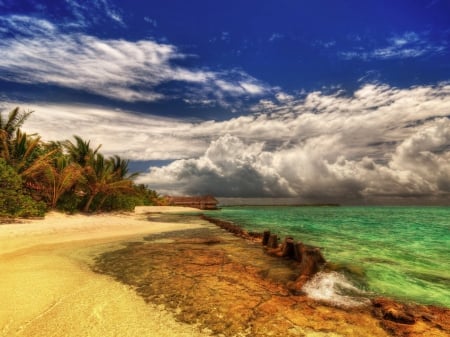 Beach - beach, amazing, sea, clouds