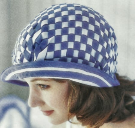 Blue and White Checkered Hat 1 - wide screen, photography, clothing, fashion, hats, photo