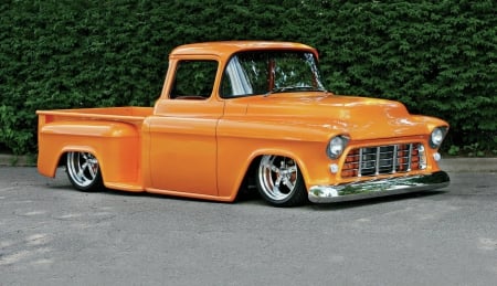 1955-Chevy-Truck - orange, classic, bowtie, gm