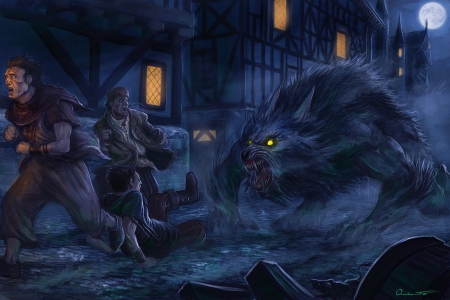 Night Of The Werewolf - town, men, night, werewolf