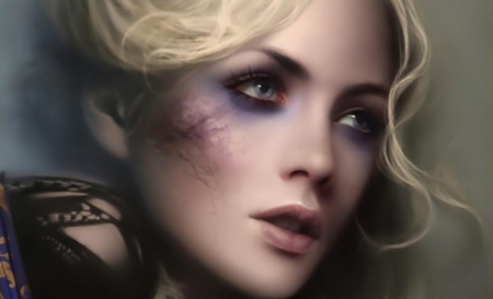 scarred woman - woman, scar, blonde, beautiful