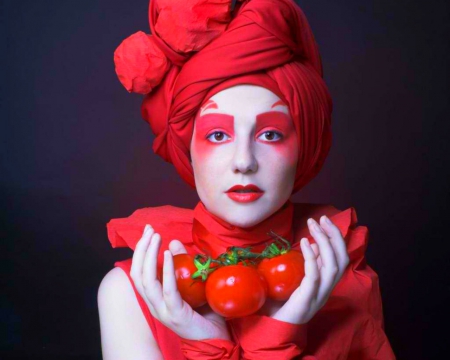 Tomato Girl - woman, tomaro, model, red