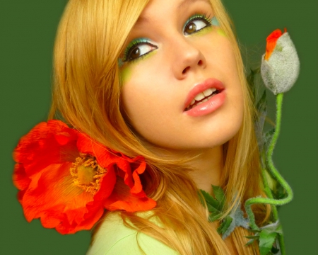 Pretty Face - flowers, face, woman, model