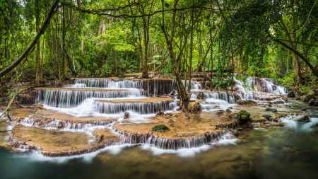 Kanjanaburi, Thailand - trees, cascades, asia, river