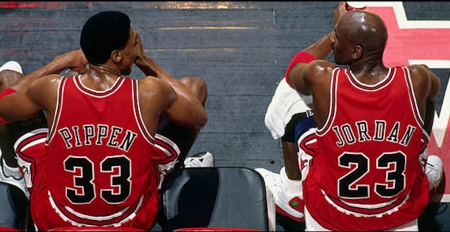 Scottie Pippen and Michael Jordan - air jordan, mj, chicago, bulls, nba, pros