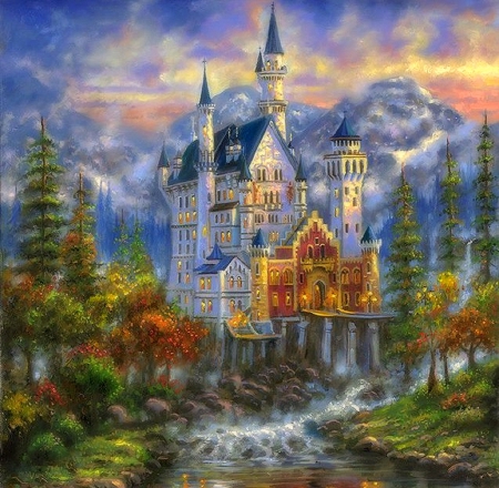 â˜…Autumn Mistâ˜… - attractions in dreams, autumn, places, majestic, castles, elegant, mist, creative pre-made, love four seasons, fall, beautiful, paintings