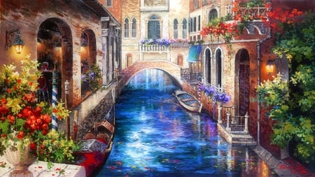 Splendid Canal - attractions in dreams, houses, places, italy, venice, stunning, creative pre-made, love four seasons, canals, boat trips, romantic, beautiful, colors, paintings, splendid