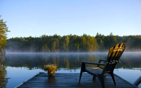 Relax and Take a Break - water, chair, lake, pier