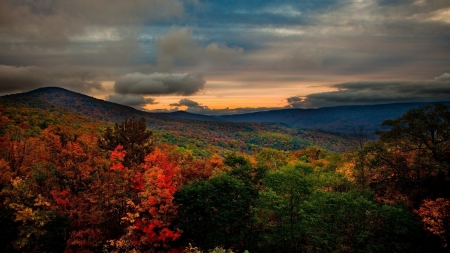 Clouds over Autumn Landscape - clouds, forests, nature, autumn landscape