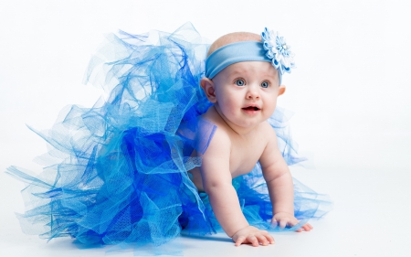 Little ballerina - white, ballerina, blue, girl, cute, baby, child