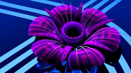 3D Flower - abstract, purple, 3d, petals, art, glass