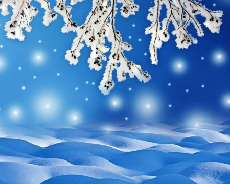 Winter Snow - snow, winter, absract, blue