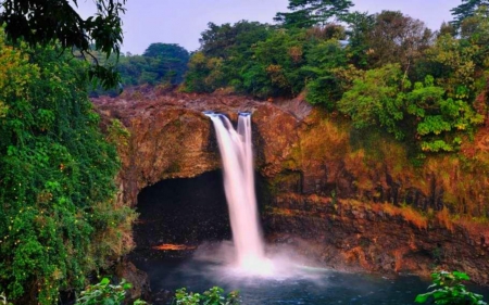 Waterfalls - nature, waterfalls, mountain, trees