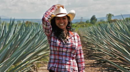 Cowgirl In Agave Field - cute, hat, agave, cowgirl