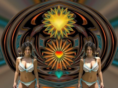 At the Beach with D - eye candy, collage, 3d, fractal, abstract