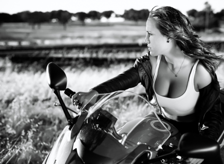 The speed like the wind - motorbike, girl, hairs, wind