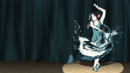 splash dance - dance, girl, splash, blue